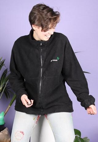 VINTAGE GIRL SCOUTS FLEECE IN BLACK WITH A ZIP