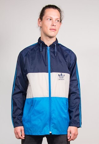 VINTAGE BLUE ADIDAS CAGOULE JACKET