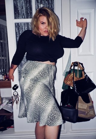MIDI SKIRT VINTAGE ANIMAL PRINT LEOPARD GEOMETRIC PATTERN 90