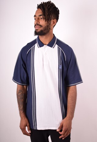 LOTTO MENS VINTAGE POLO SHIRT XL BLUE 90S