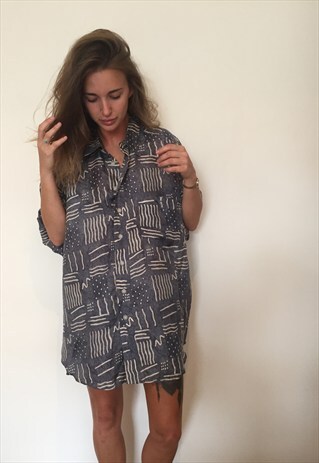 CRAZY PATTERNED VINTAGE RETRO FESTIVAL OVERSIZED SHIRT