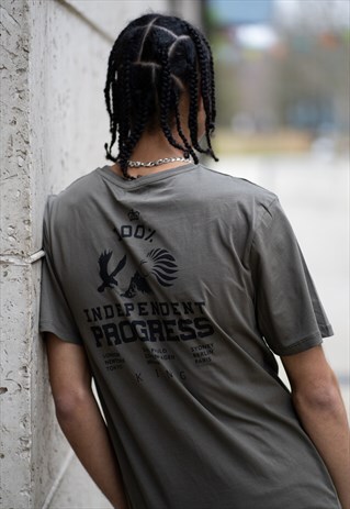 PROGRESS T-SHIRT IN GREEN WITH BACK PRINT