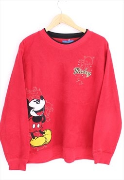 Vintage Disney Mickey Mouse Fleece Sweater Red Pullover 90s