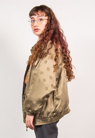 VINTAGE 90'S GOLD SILK POLKA DOT BOMBER JACKET