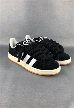 Campus 00s Black on Black with Thick Chunky Rope Laces