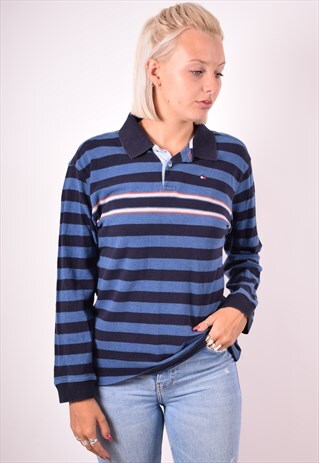 TOMMY HILFIGER WOMENS VINTAGE POLO SHIRT LONG SLEEVE LARGE