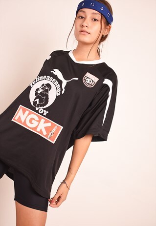 Y2K TEAM PUMA MONOGRAM & LOGO PRINT SPORTS T-SHIRT TOP TEE