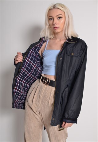 VINTAGE 80'S COUNTRY WAX JACKET BLUE