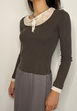 Y2K Vintage Cop Copine Long Sleeve Maxi Dress