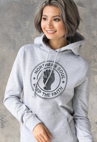 NORTHERN SOUL KEEP THE FAITH HOODIE PRINTED WOMEN HOODED TOP