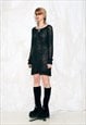 VINTAGE Y2K NET KNITTED LONG JUMPER DRESS IN BLACK