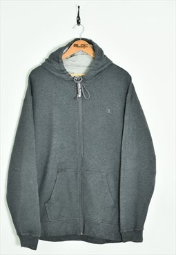 Vintage Champion Zip Up Hooded Sweatshirt Grey XXLarge