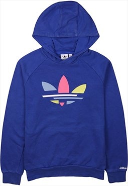 Vintage 90's Adidas Hoodie Spellout Pullover Blue Large