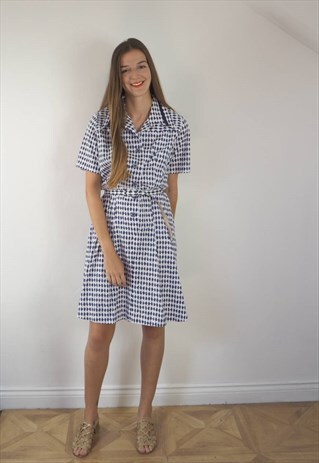 VINTAGE BLUE AND WHITE 70'S DRESS