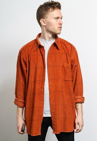 VINTAGE CORDUROY CORD SHIRT ORANGE