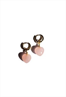 Heart jade stone charm earrings