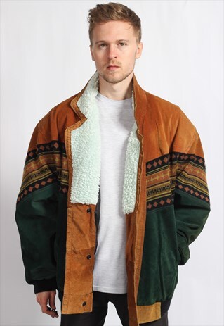 VINTAGE AZTEC FLEECE LINED FESTIVAL JACKET
