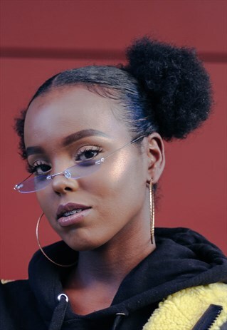 BARELY THERE RIMLESS BLUE VINTAGE SUNGLASSES 80S 90S