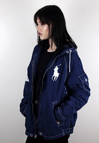 VINTAGE NAVY RALPH LAUREN HOODED JACKET