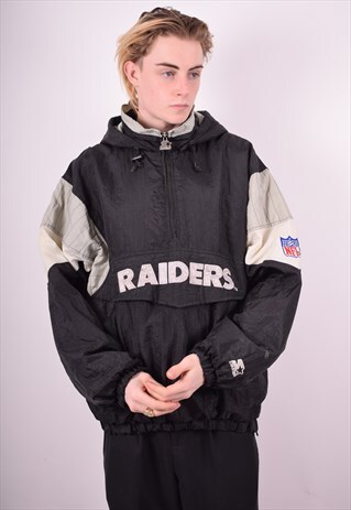 STARTER MENS VINTAGE PULLOVER JACKET LARGE BLACK 90'S
