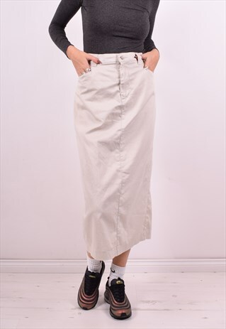 LEE WOMENS VINTAGE SKIRT W32 BEIGE 90'S