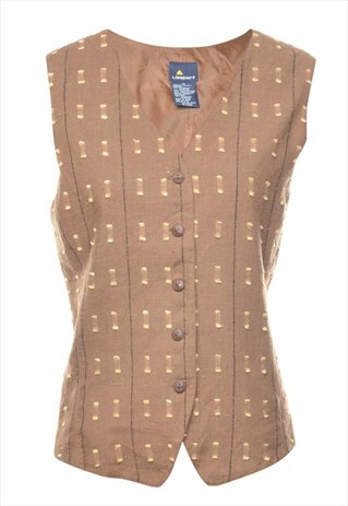 VINTAGE BEYOND RETRO PATTERNED BROWN & PALE YELLOW WAISTCOAT