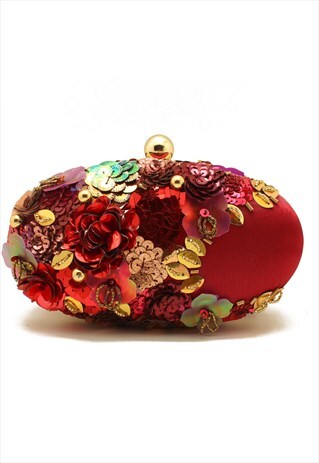EMBELLISHED RED EVENING CLUTCH BAGS