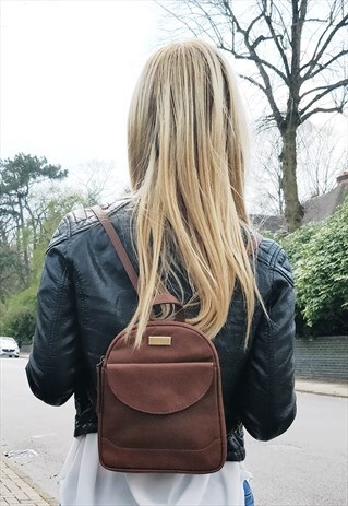 REAL LEATHER MINI BACKPACK FOR WOMEN - TAN RUCKSACK BAG