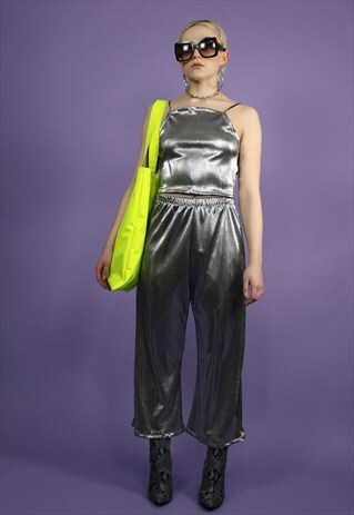 WIDE LEG TROUSERS IN SILVER