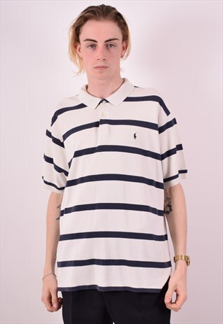 POLO RALPH LAUREN MENS VINTAGE POLO SHIRT XL WHITE 90S