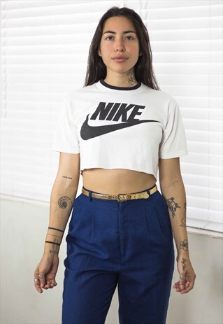 VINTAGE NIKE CROP TOP REWORKED LOGO 90S M 3.5