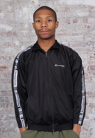 VINTAGE CHAMPION TAOE LOGO TRACK JACKET BLACK