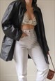 VINTAGE 90S OVERSIZED LEATHER JACKET IN BLACK