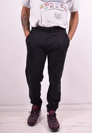 NIKE MENS VINTAGE TRACKSUIT TROUSERS W32 L30 BLACK 90'S
