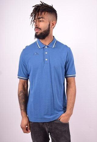 KAPPA MENS VINTAGE POLO SHIRT LARGE BLUE 90'S