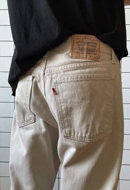 Vintage LEVIS Jeans Denim Pants 80s Orange Tab / Beige