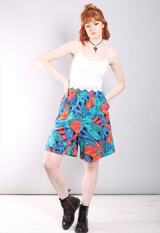 VINTAGE 80S HAWAIIAN TROPICAL HIGH WAISTED CULOTTE SHORTS