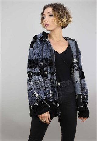 VINTAGE 90S OVERSIZED PATTERNED TEDDY FLEECE