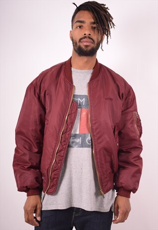 LEVI'S MENS VINTAGE BOMBER JACKET LARGE MAROON 90S