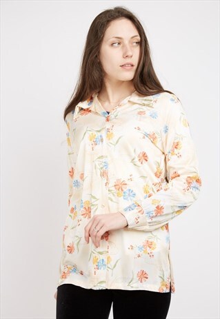 VINTAGE CREAM FLORAL PATTERNED SHIRT