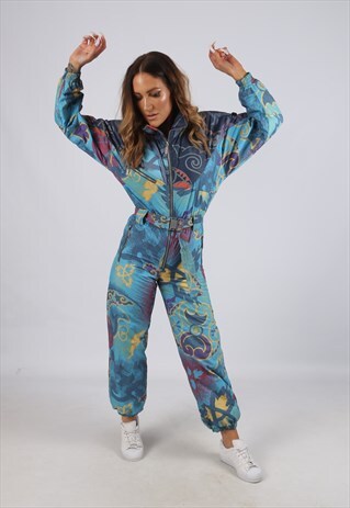 VINTAGE FUSALP FULL SKI SUIT SNOW SPORTS PETITE UK 8 XS (J3C