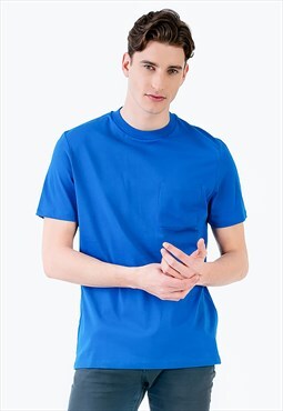 Blank T-shirt in Blue with Chest Pocket