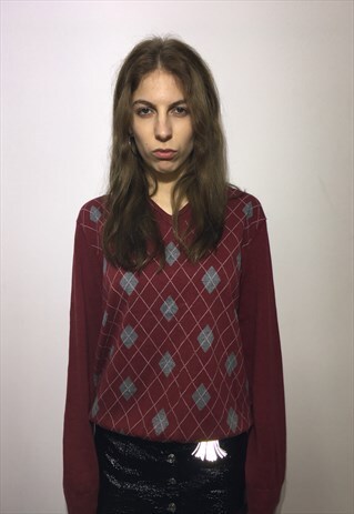 VINTAGE 80' BEAUTIFUL COOL MAROON UNISEX JUMPER