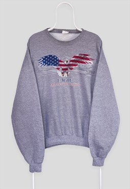 Vintage Grey American Sweatshirt Jerzees Eagle XL
