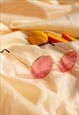 Baby Pink Oversized Round Circle Wire Frame Sunglasses