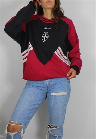 VINTAGE ADIDAS SWEATSHIRT W LOGO FRONT, BACK & THREE STRIPES