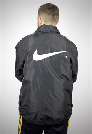 VINTAGE MENS NIKE WINDBREAKER JACKET 90S BIG LOGO BLACK