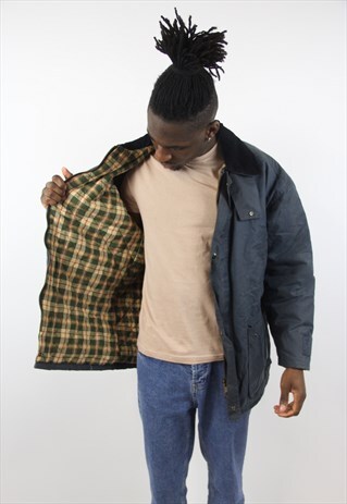 VINTAGE NAVY THICK WAX JACKET