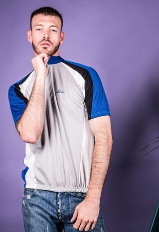 VINTAGE 1990S SPORTS T-SHIRT IN GREY AND BLUE