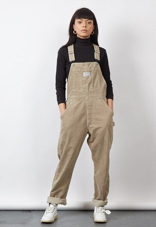VINTAGE 90'S LEVI BEIGE CORDUROY DUNGAREE'S